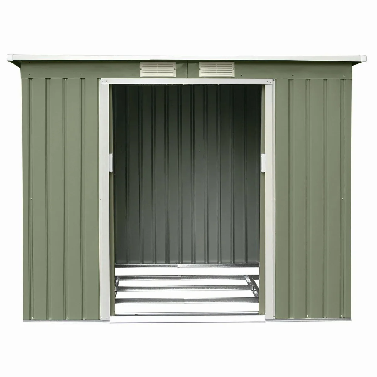 HATTORO P100 Gartenhaus, BxT: 213x130 cm, Pultdach, verzinktes Stahlblech, grün 3