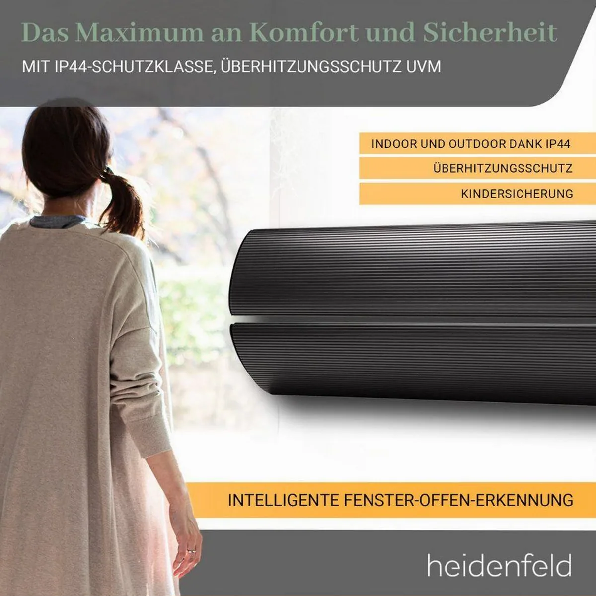 Heidenfeld Inferno DH700 Heizstrahler, 3200 W, App Steuerung, IP44 Schutzklasse 5
