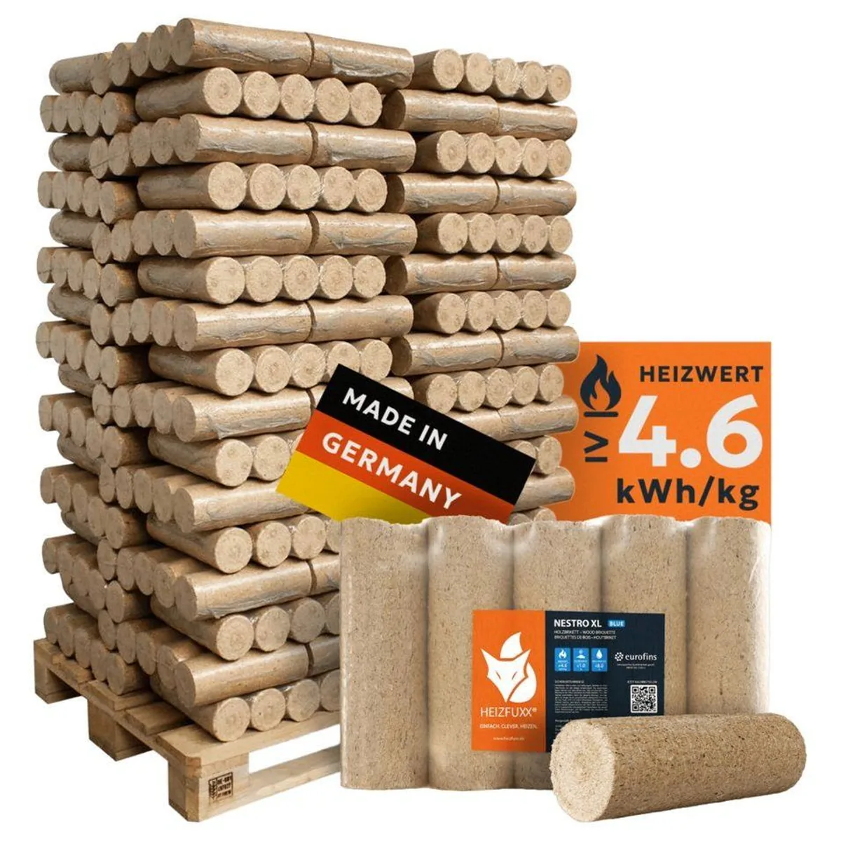 HEIZFUXX Nestro XL Blue Holzbriketts, 960 kg, hohe Heizleistung