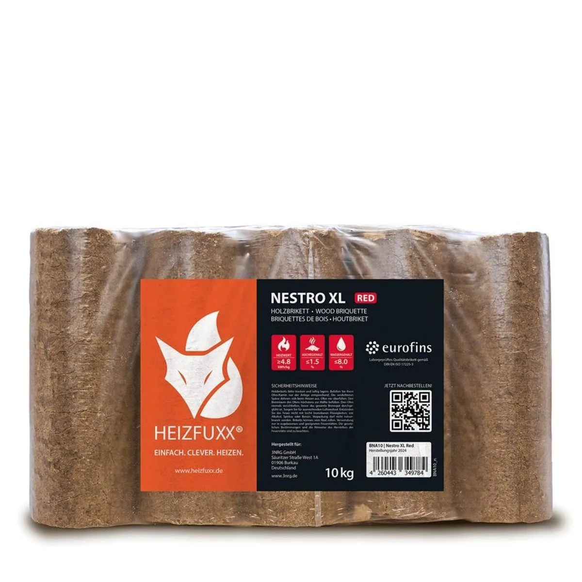 HEIZFUXX Nestro XL Red Holzbriketts, 300 kg, hohe Brenndauer, gleichmäßige Wärmeabgabe 4