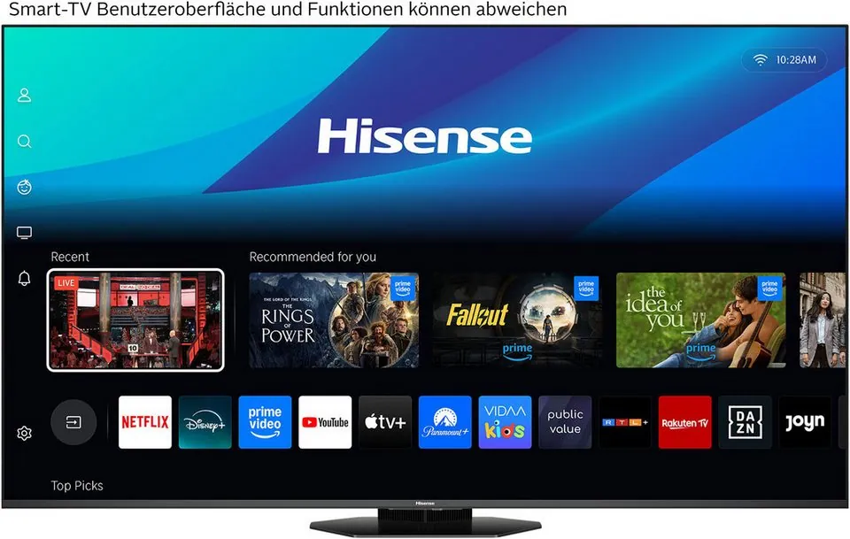Hisense 65U8Q QLED Mini LED-Fernseher, 4K UHD, 165Hz Bildwiederholrate, Dolby Atmos 3
