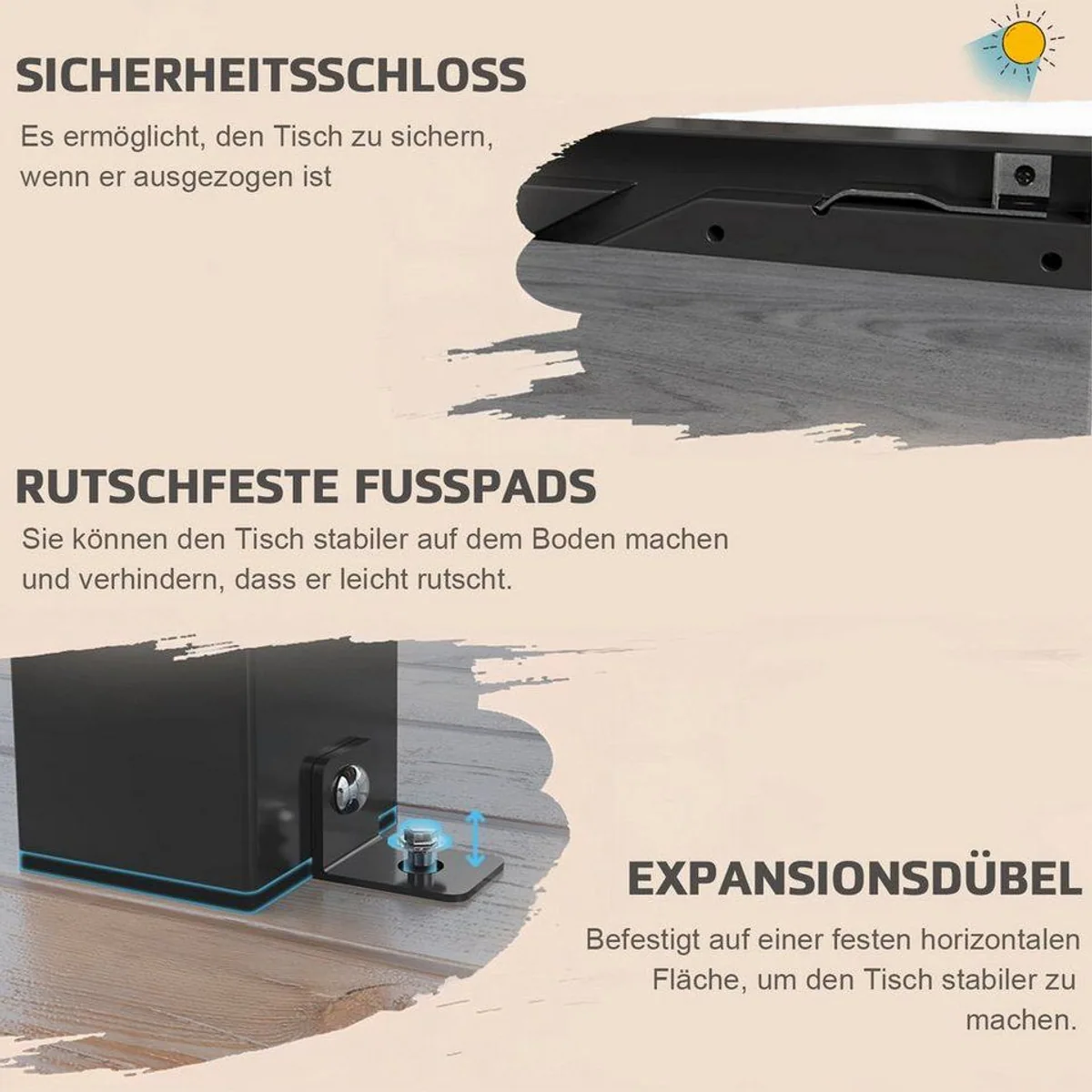 HOMALL Gartentisch, ausziehbar für 6-10 Personen, rostfreies Aluminium 5