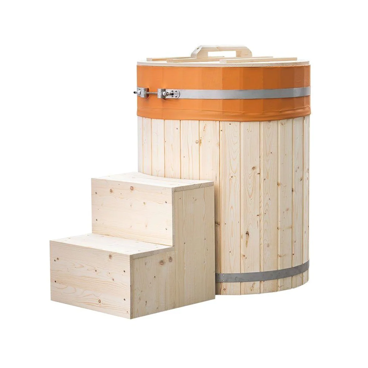 HOME DELUXE ARUM Badefass, 375 Liter Füllmenge, nordische Fichte, inkl. Treppe und Abdeckung 3