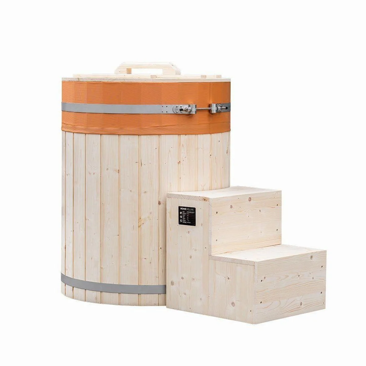 HOME DELUXE ARUM Badefass, 375 Liter Füllmenge, nordische Fichte, inkl. Treppe und Abdeckung 4