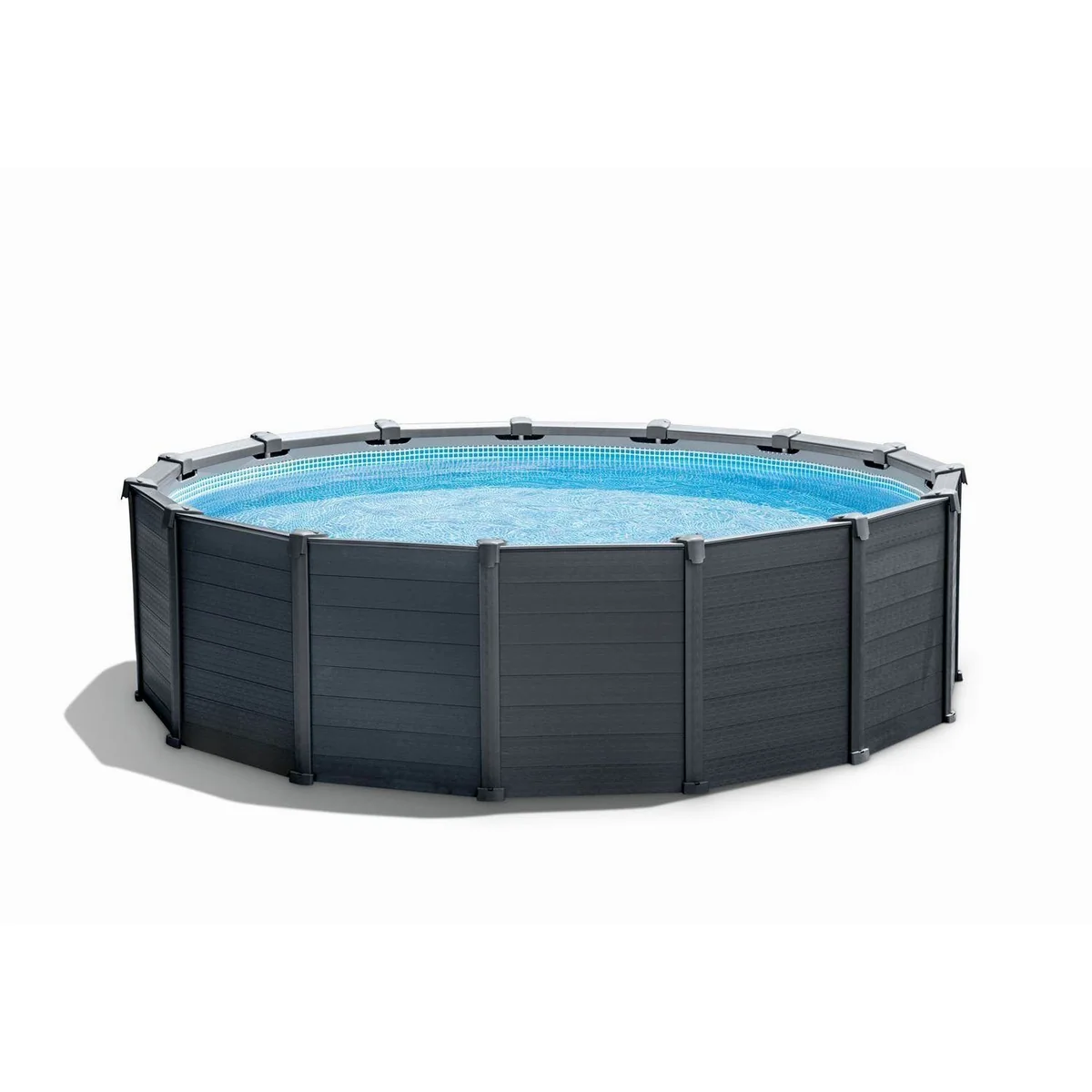 Intex Frame Pool Set Graphit 478 x 124 cm, hohe Stabilität, Sandfilteranlage, Wasserbelebungstechnologie