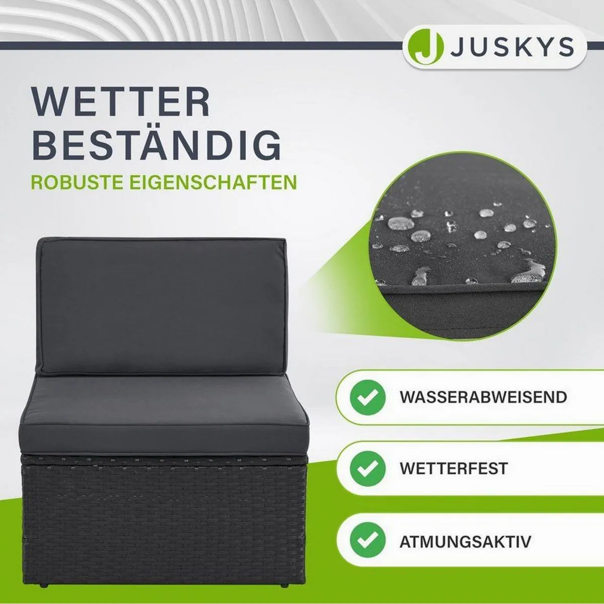 Juskys Gartenlounge-Set Salou, 6-tlg, für 6 Personen, wetterfest, Polyrattan, pulverbeschichteter Stahl 3