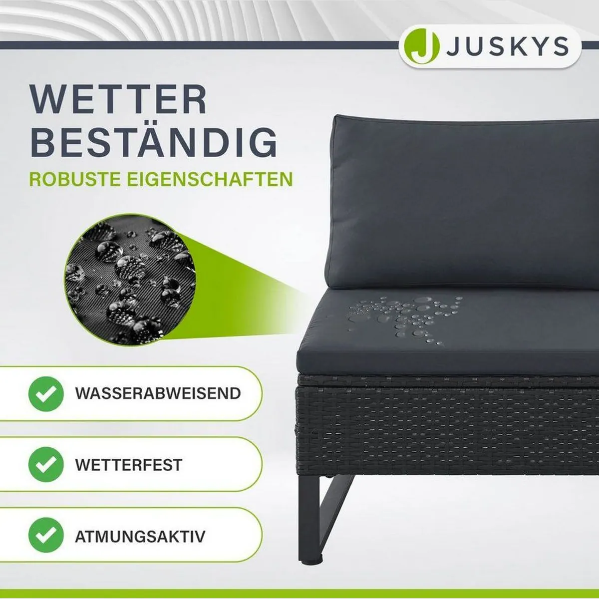 Juskys Santorini Gartenlounge-Set, 4-tlg., wetterfest, modular, inkl. Auflagenbox 3