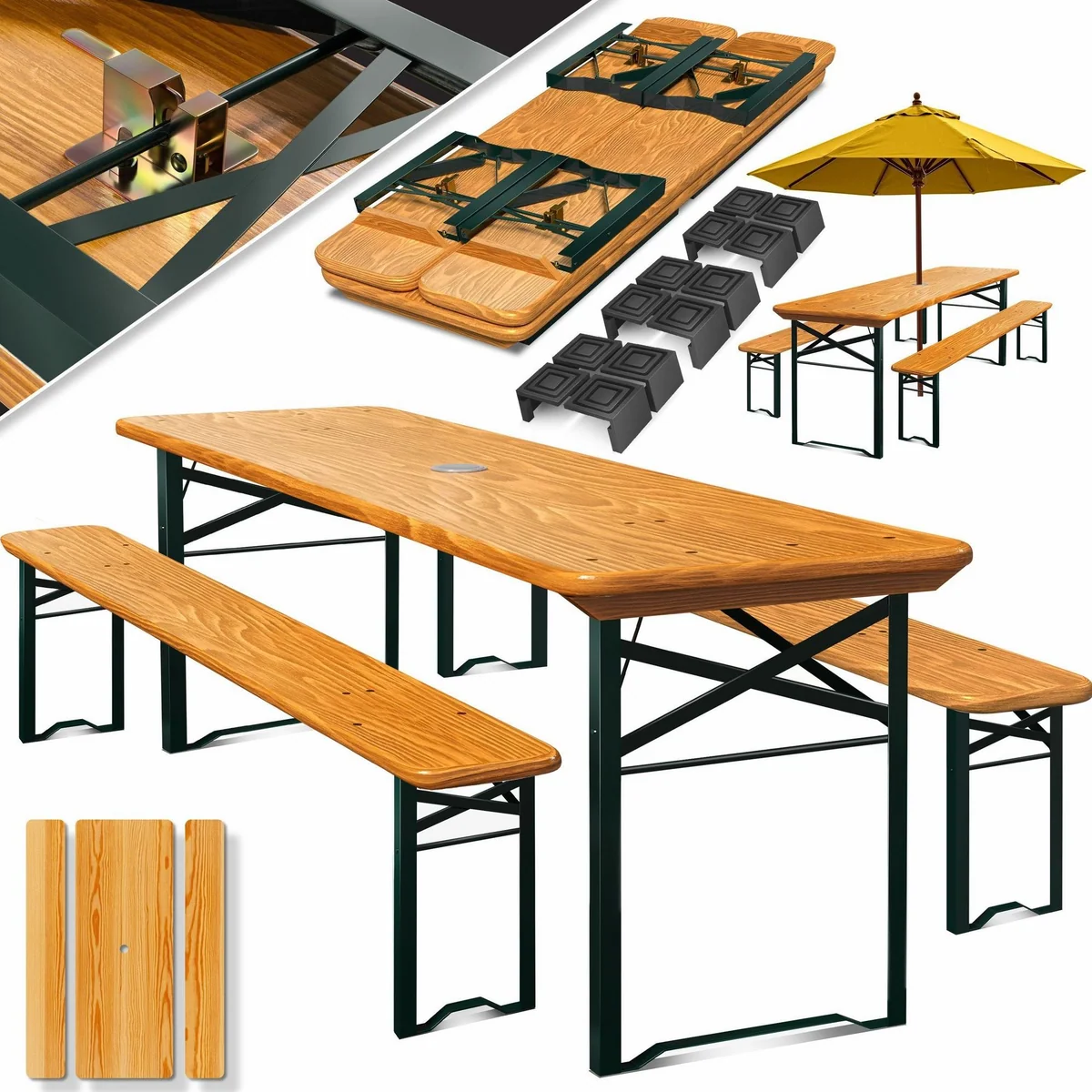 KESSER Bierzeltgarnitur, klappbar, Tisch 170 cm + 2 Bänke 170 cm