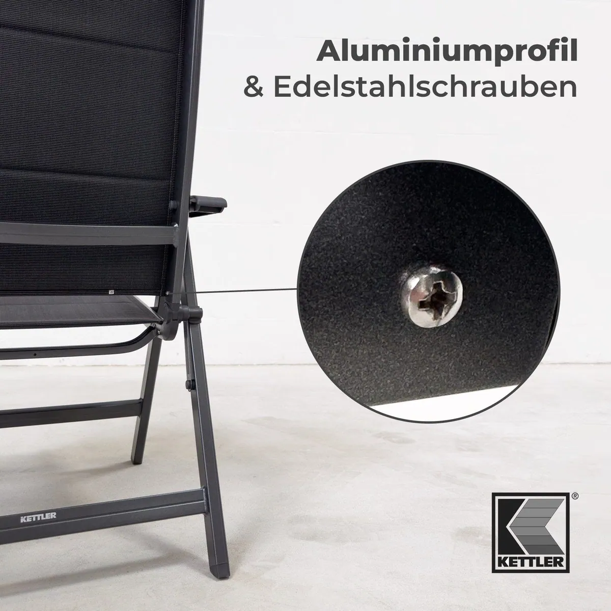 KETTLER Basic Plus Klappsessel, wetterfest, verstellbare Lehne, modernes Design 5