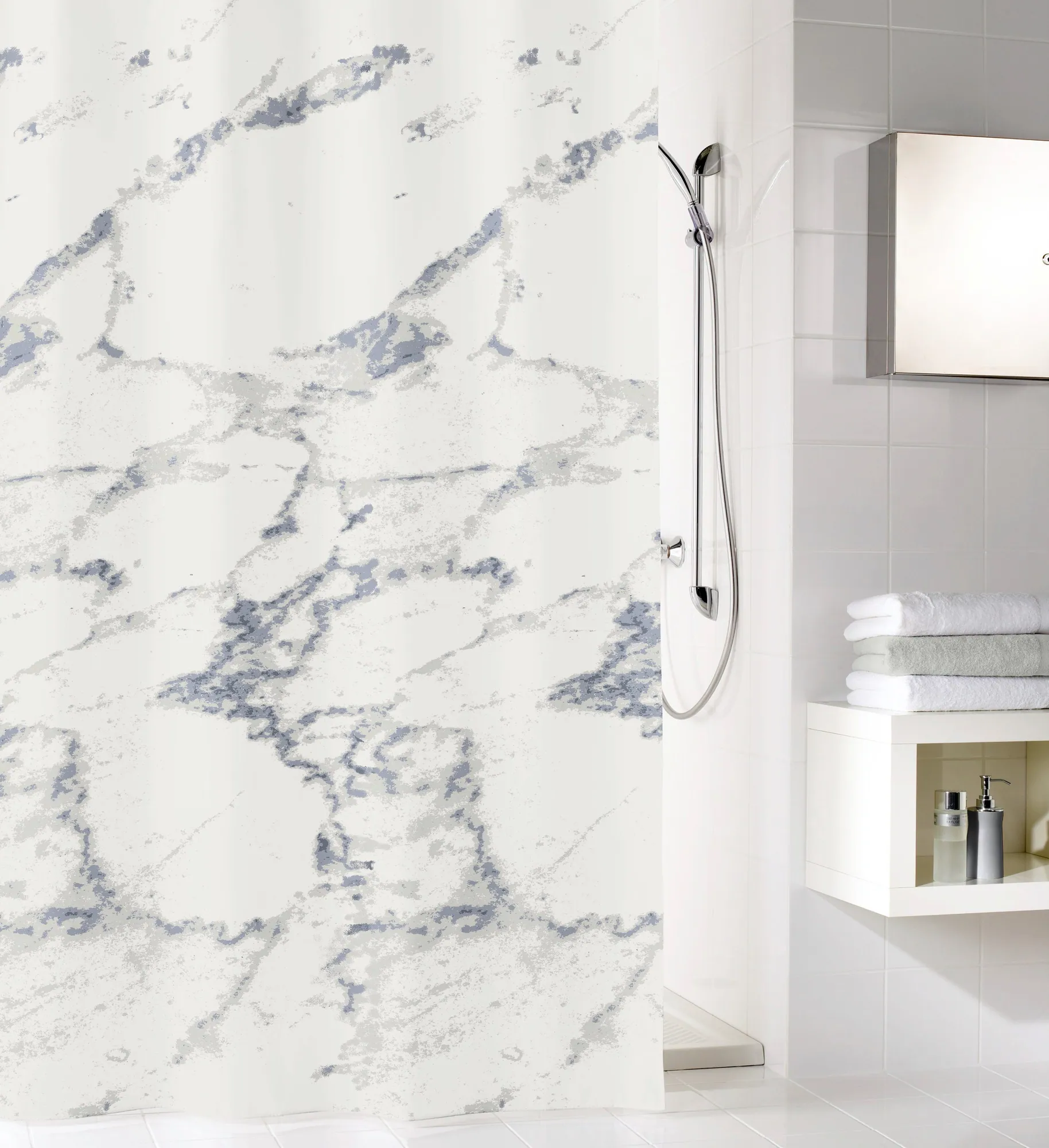 Kleine Wolke Duschvorhang Marble, elegantes Marmor-Design, wasserabweisend