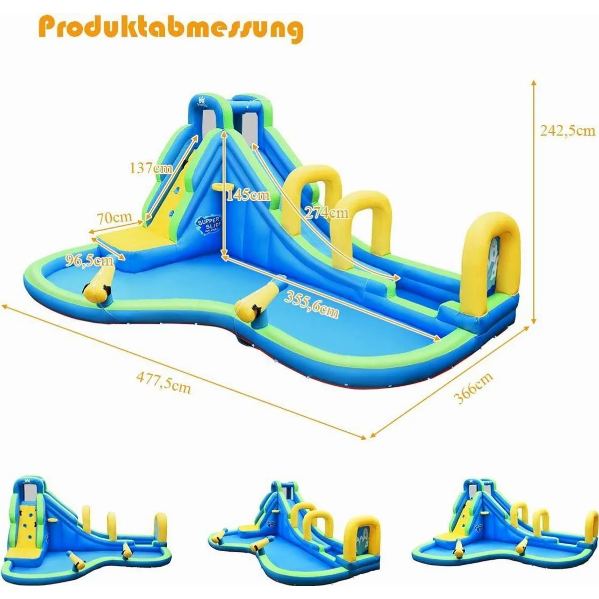 KOMFOTTEU Aufblasbares Wasserspielcenter, 478x366x242cm, Oxford-Gewebe, 120kg Tragkraft 2