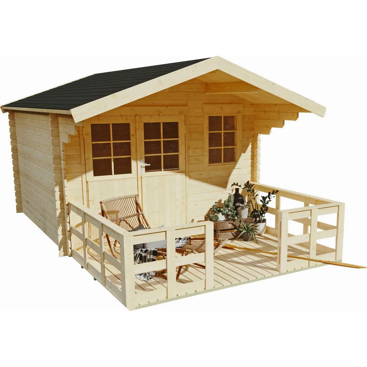KONIFERA Kallenberg 2 Gartenhaus, 340x443 cm, mit Terrasse und Vordach 3