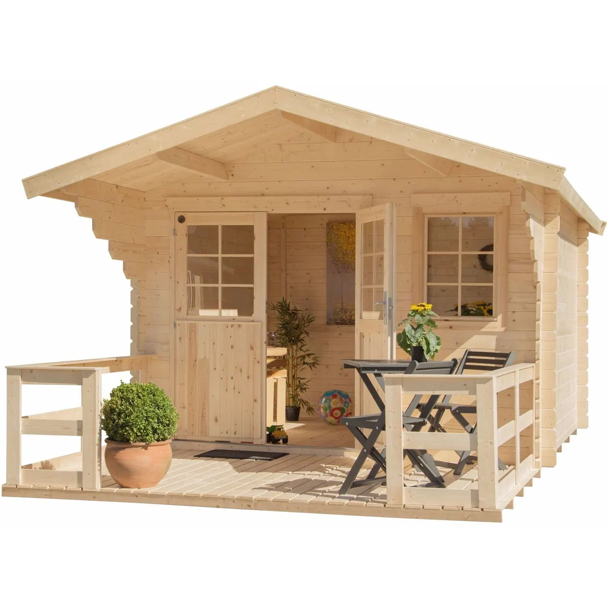 KONIFERA Kallenberg 2 Gartenhaus, 340x443 cm, mit Terrasse und Vordach 4