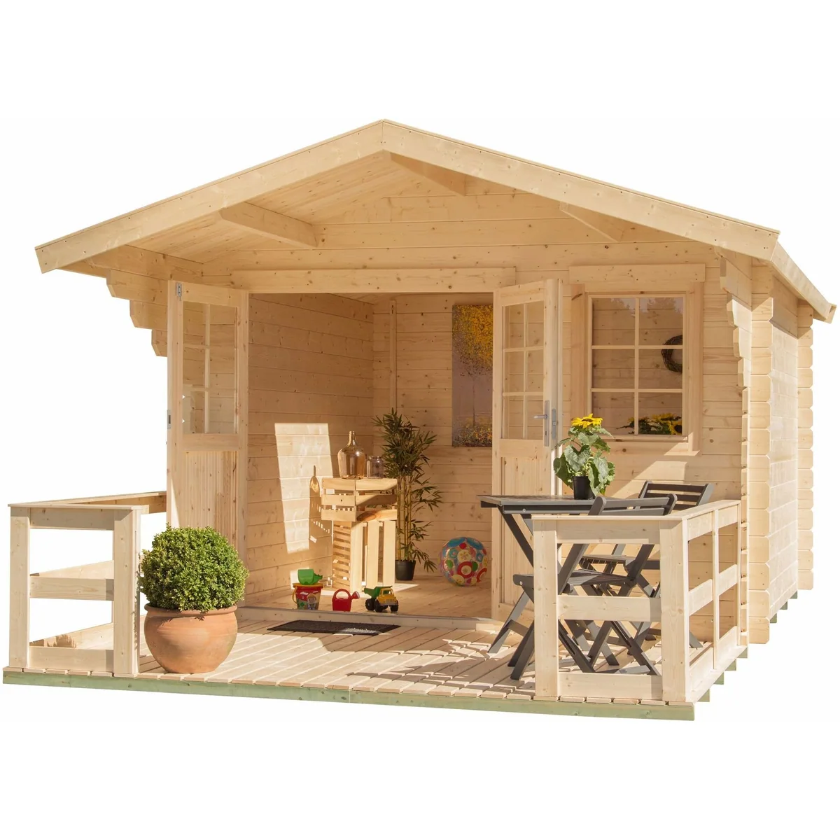 KONIFERA Kallenberg 2 Gartenhaus, 340x443 cm, mit Terrasse und Vordach 5