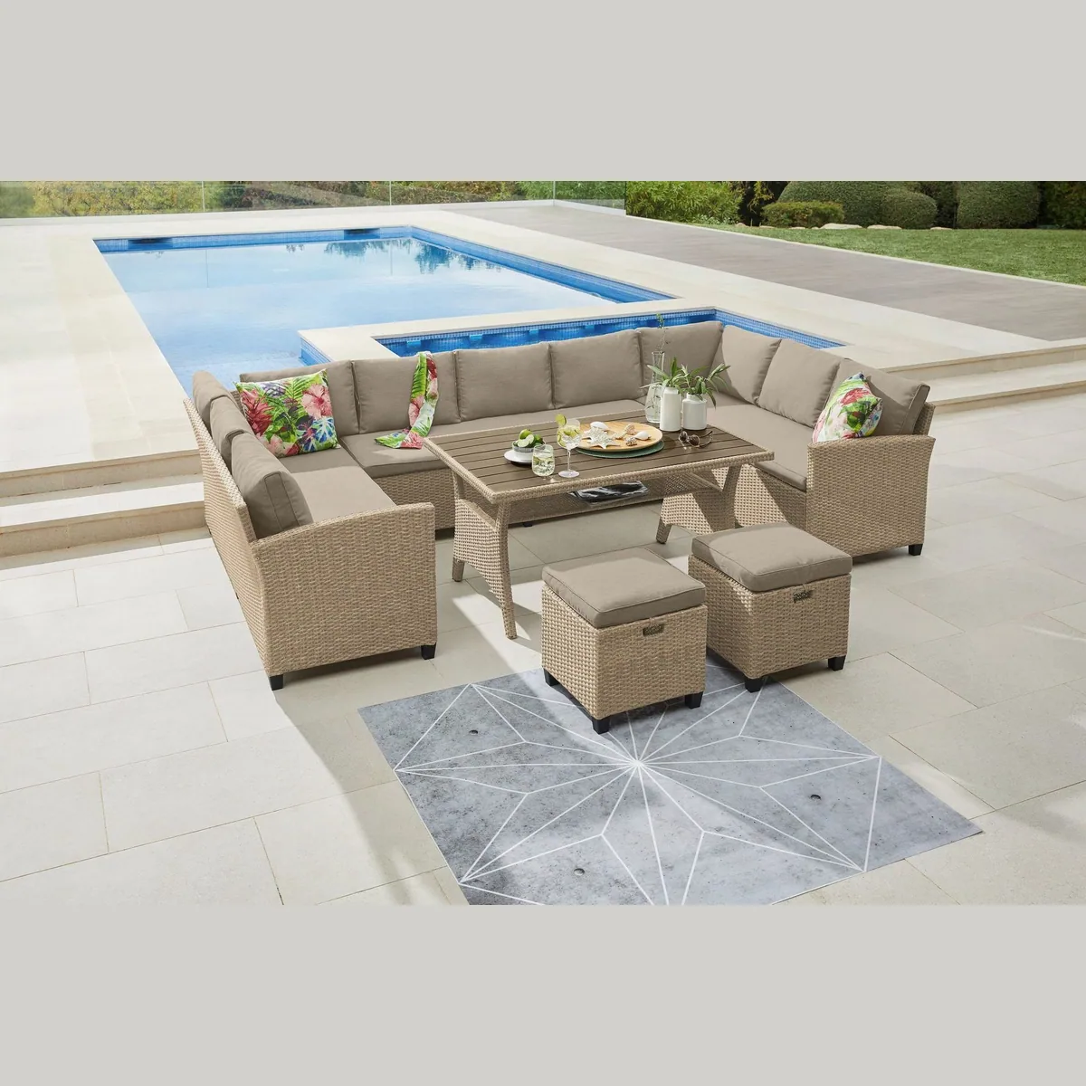 KONIFERA Gartenlounge-Set Rotterdam, 20-tlg, 11 Sitzplätze, Tisch 120x82 cm, Polyrattan 2