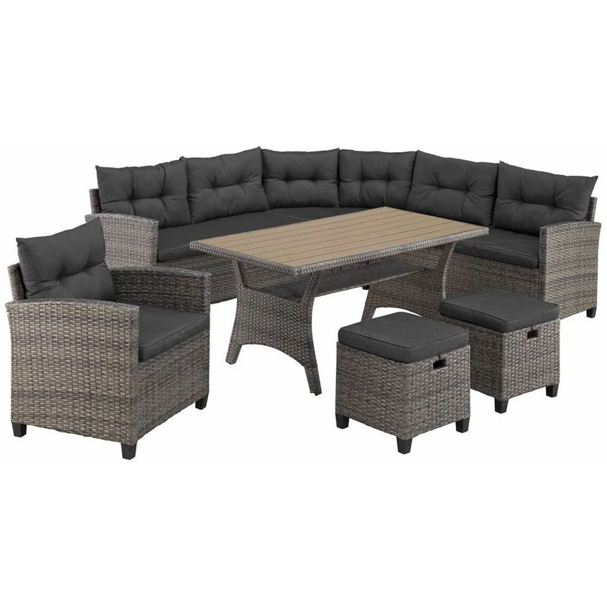 KONIFERA Keros Premium Gartenlounge-Set, Platz für 8 Personen, inkl. Hocker und Tisch