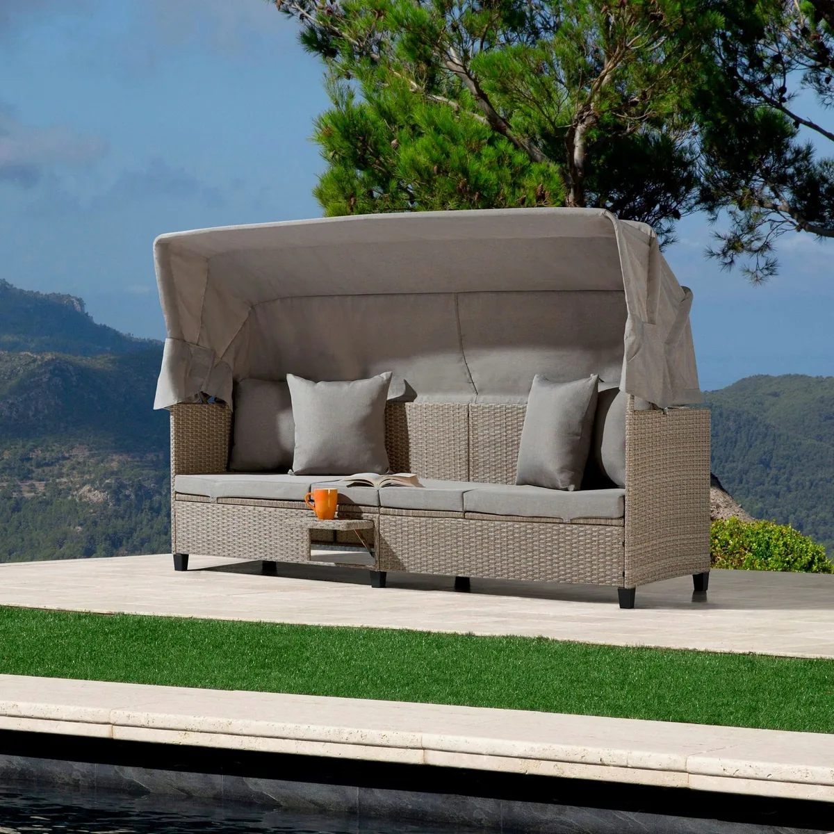 KONIFERA Loungesofa Alabama, BxTxH: 200x133x60 cm, Polyrattan, inkl. Auflage 2