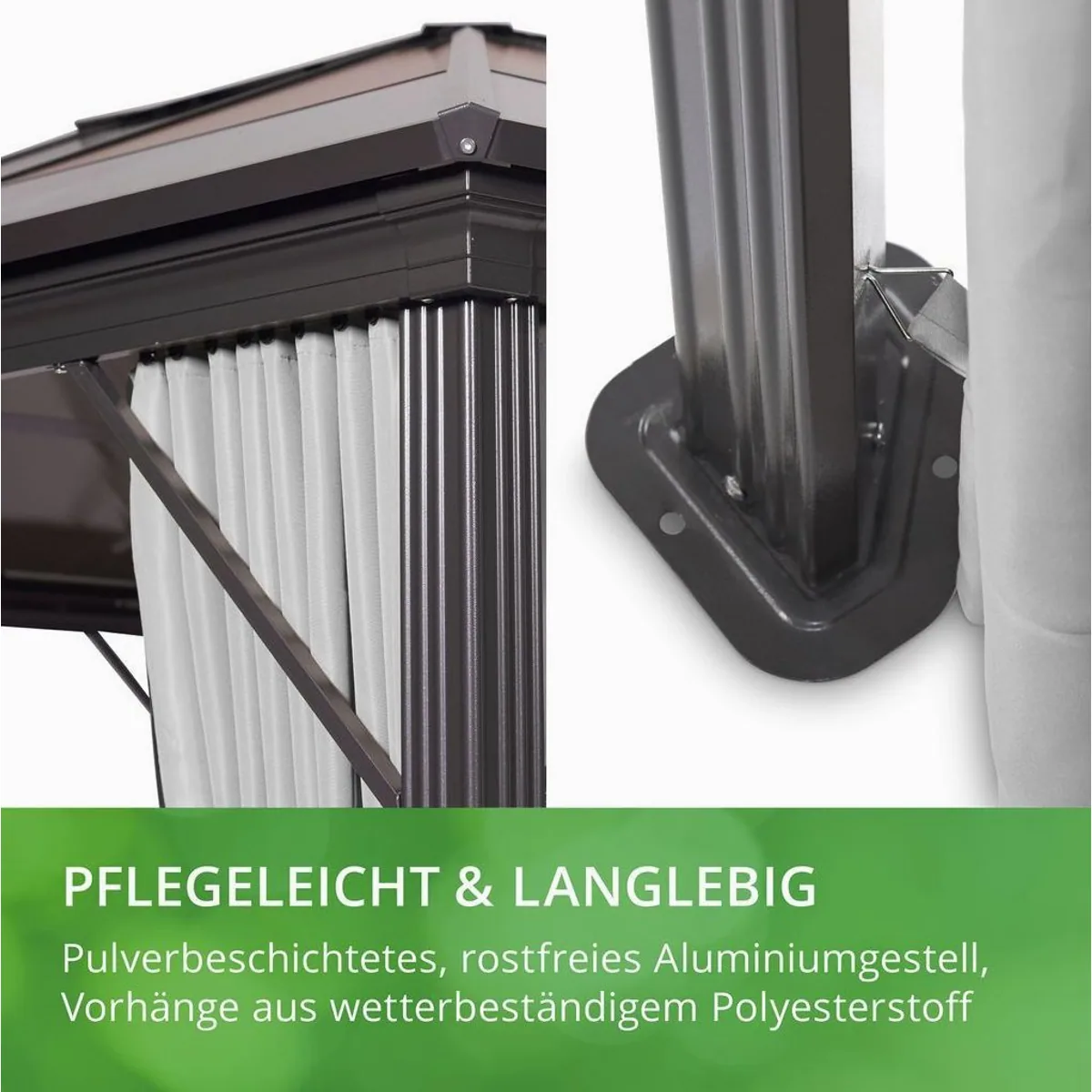 LECO Profi Pavillon 3x3,65 m, wasserdichtes Dach, 4 seitliche Polyesterwände 5