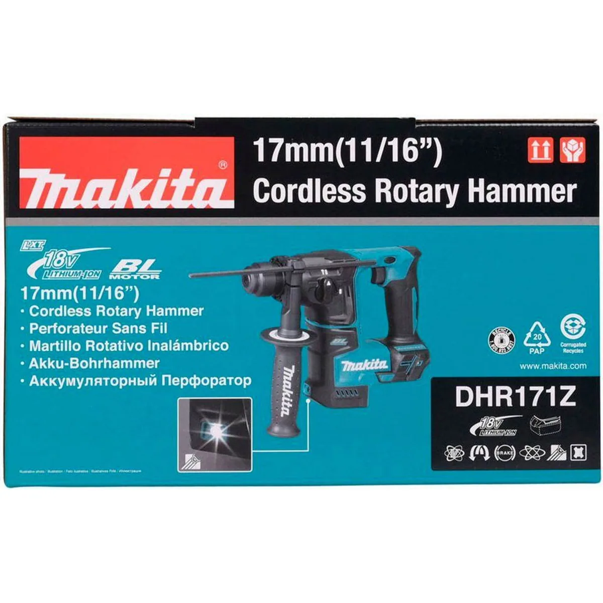 Makita DHR171Z Akku-Bohrhammer, max. 680 U/min, 1,2 Joule Schlagenergie Dieses Produkt der Marke Makita wird von uns als unabhängigem Händler 2