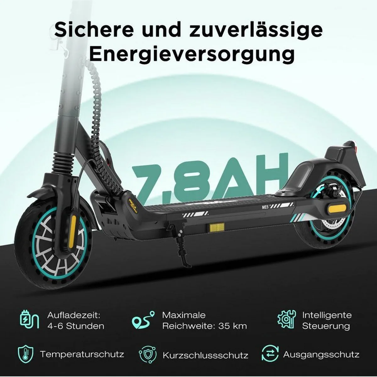 Mega Motion E-Scooter ME5, 350 W Motor, Max. 35 km Reichweite — 20 km/h, ABE, klappbar 2
