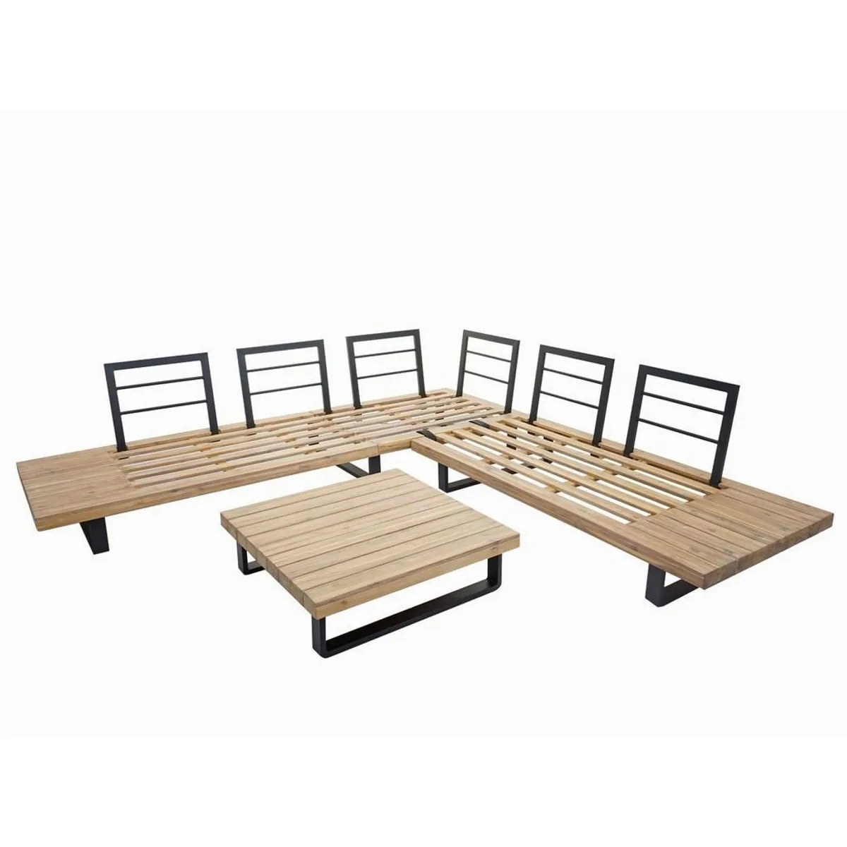 Mendler Garten-Garnitur HWC-H54, 5-Sitzer, Akazienholz, Spun Poly-Bezug 4