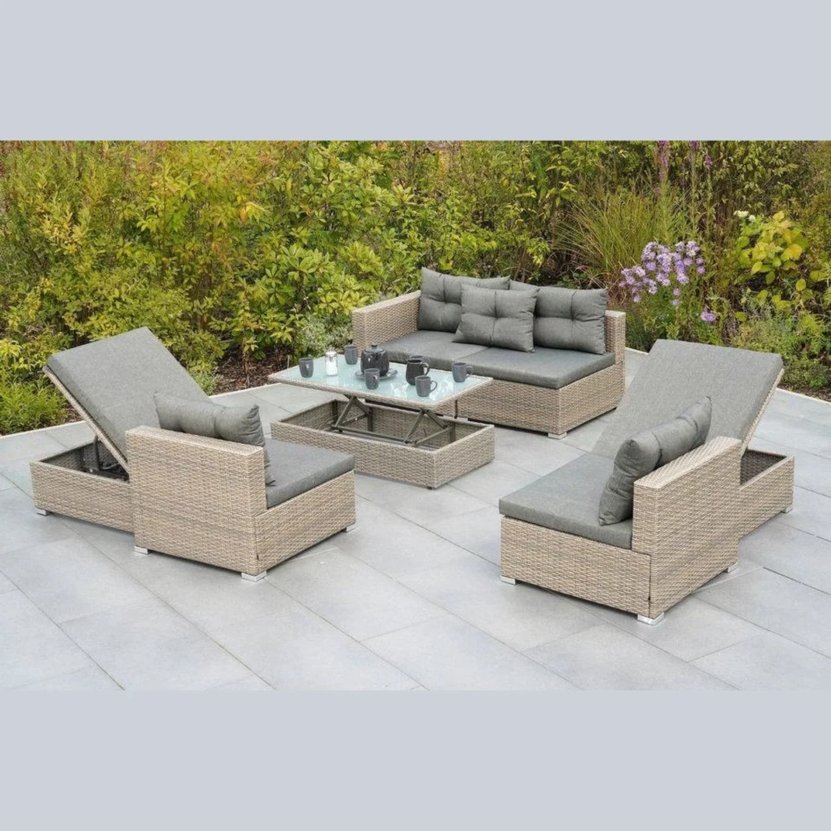 MERXX Manzano Gartenlounge-Set, 7-teilig, inkl. Auflagen und höhenverstellbarem Tisch 2