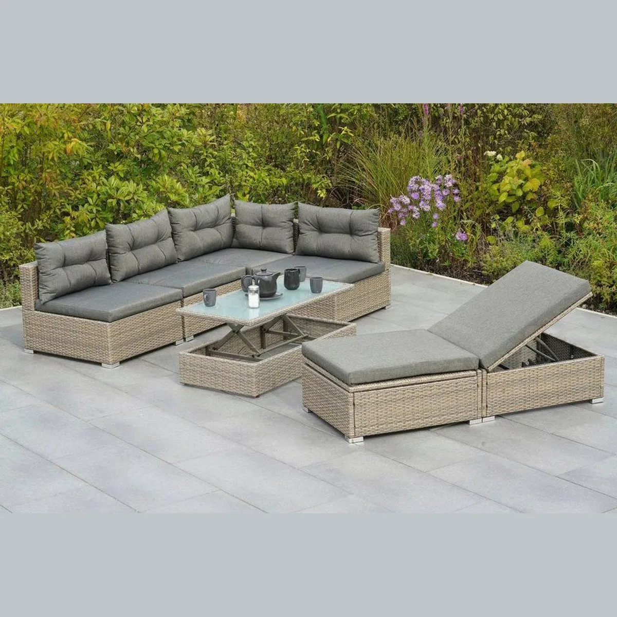 MERXX Manzano Gartenlounge-Set, 7-teilig, inkl. Auflagen und höhenverstellbarem Tisch 3