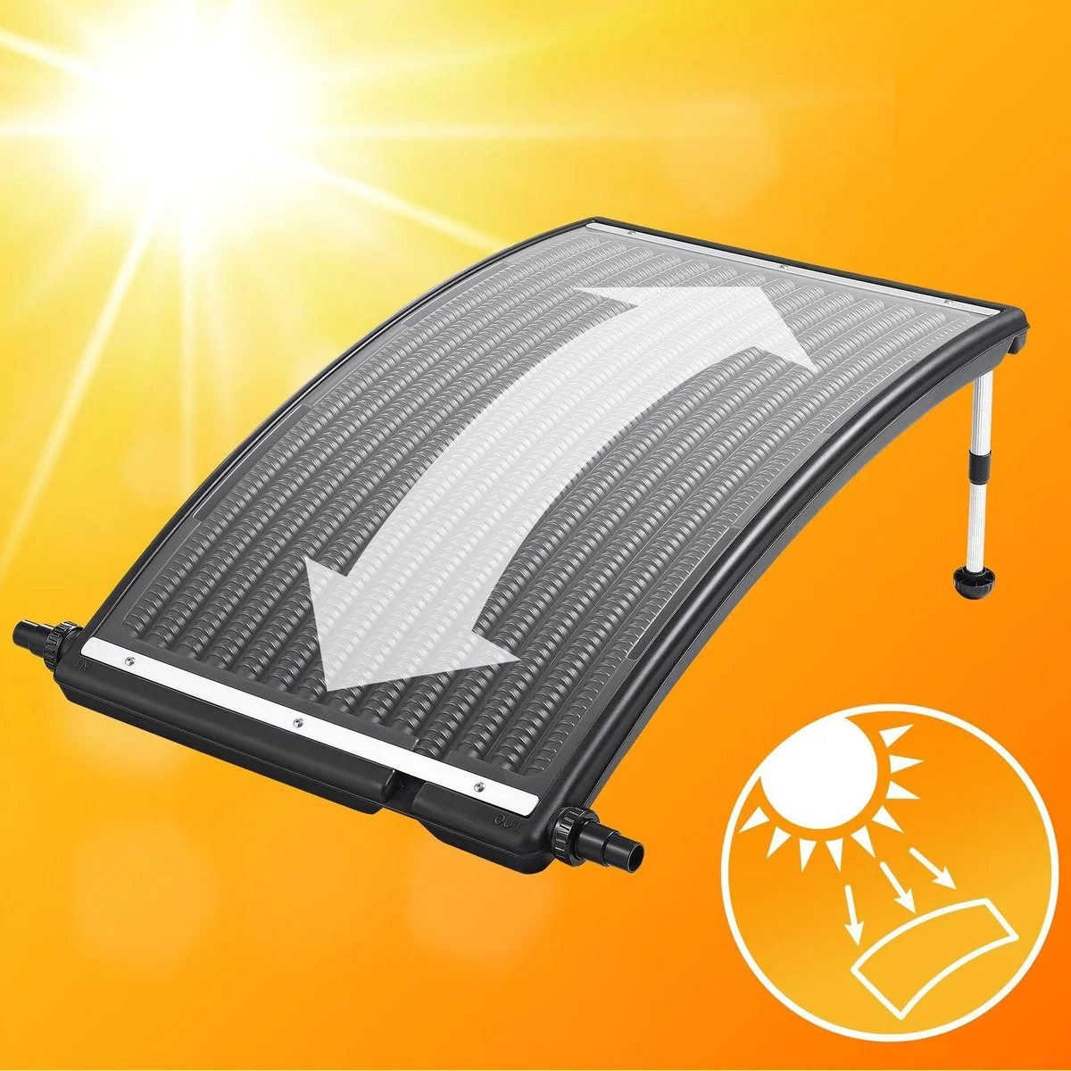 monzana Pool-Solarkollektor, 110x69x14cm, 10.000 L/h, Höhenverstellbar 26-38mm 5