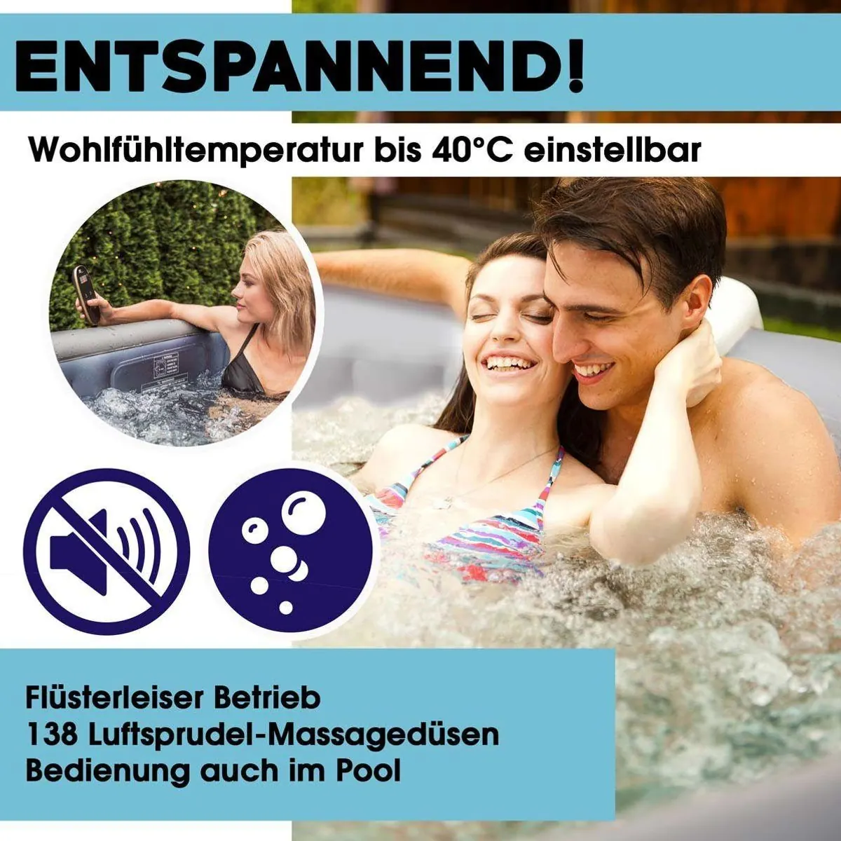 mSpa Ottoman Whirlpool, 6 Personen, Ø204x70cm, 138 Massagedüsen, UVC-Desinfektion 3