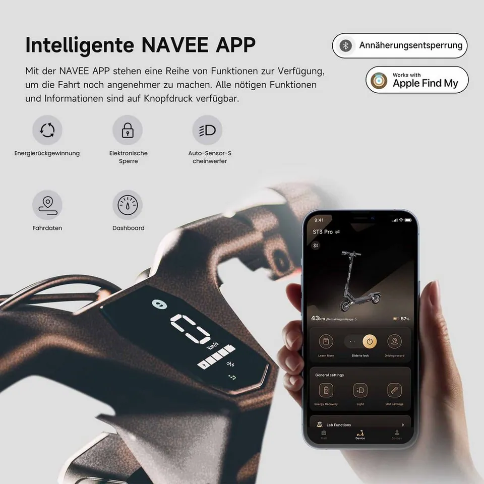 NAVEE ST3 Pro E-Scooter, 1350 W Leistung, innovative Damping Arm-Federung 3