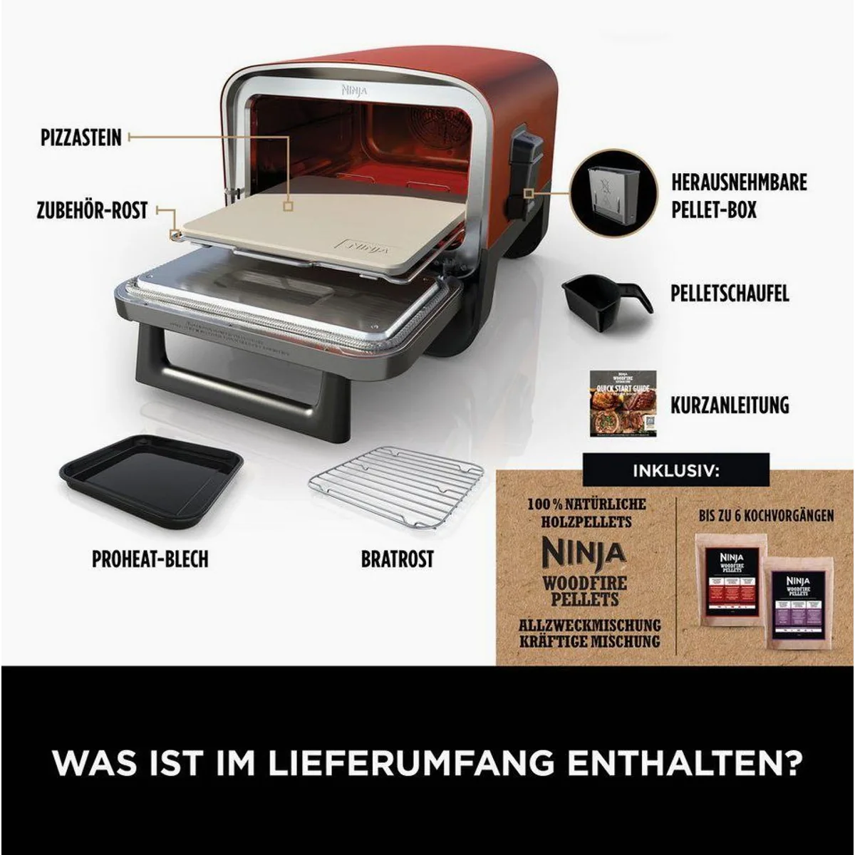 NINJA Multiofen OO101EU, 8-in-1 Outdoor Ofen, 40-370 °C Temperaturbereich 3