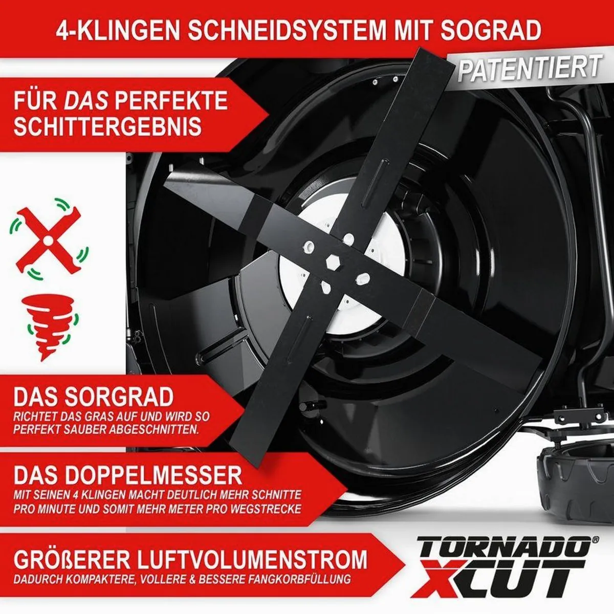 Onbest Tornado X-Cut Benzinrasenmäher, 5in1-Funktion, 6,5 PS, Elektrostart, 53 cm Schnittbreite 2