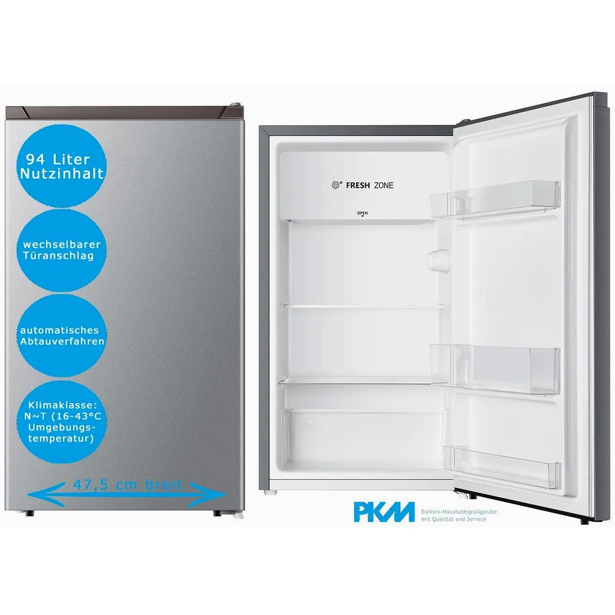 PKM KS93 SI Kühlschrank, 94 l Nutzinhalt, Fresh Zone -6°C bis 0°C 2