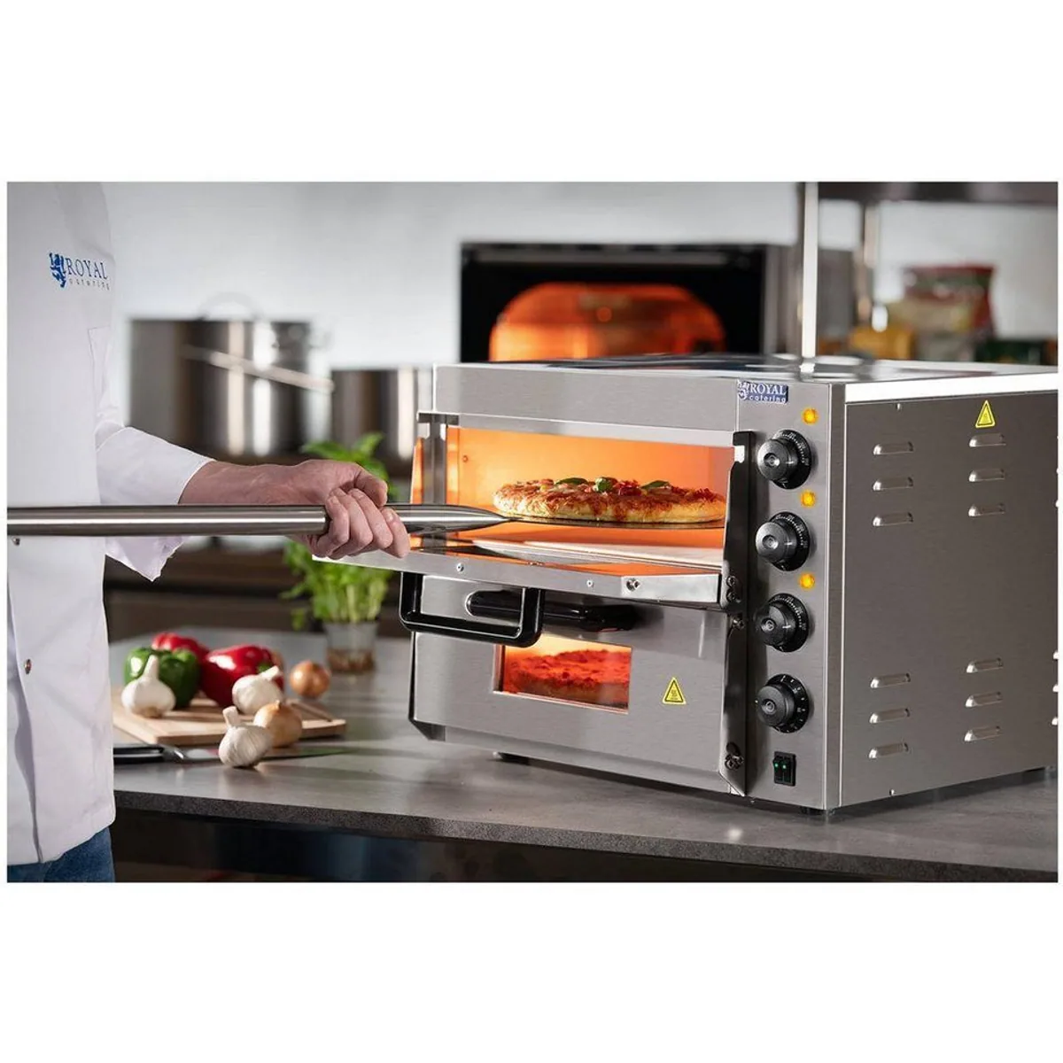 Royal Catering RCPO-3000-2PS-1 Pizzaofen, 2 Kammern, 3000 W, 350 °C 4