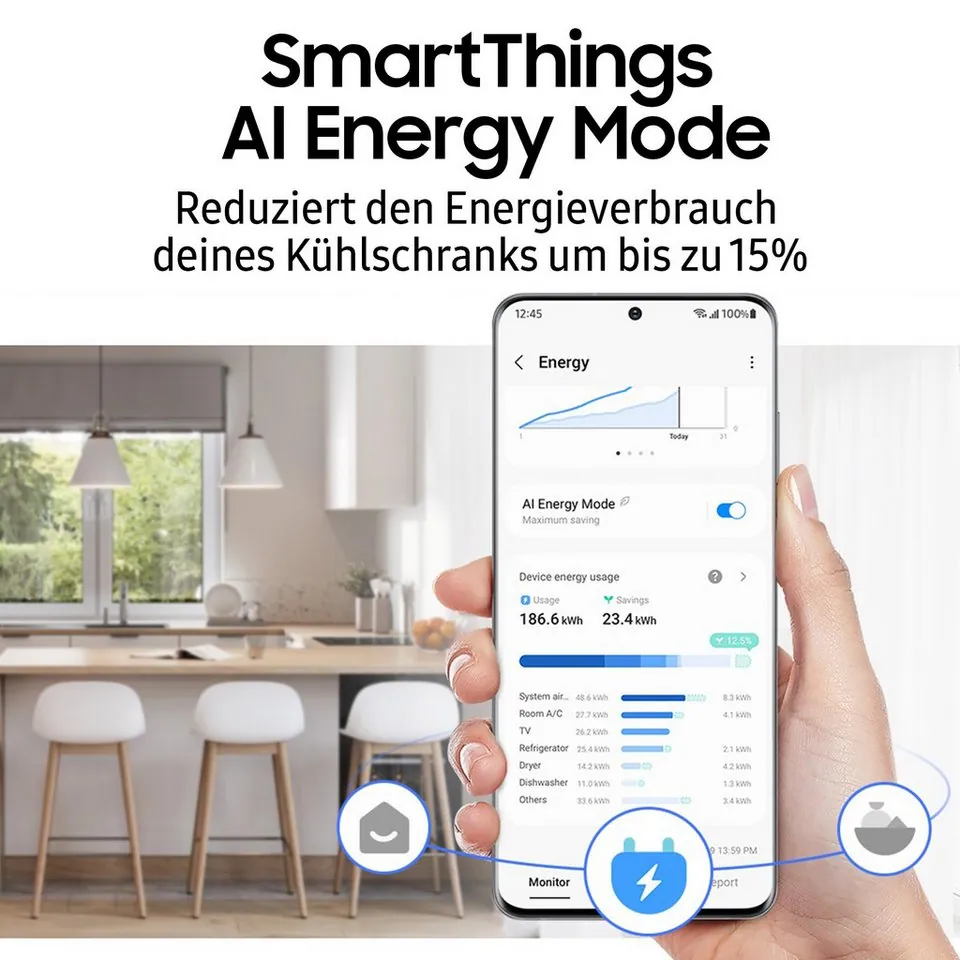 Samsung RL38C600CSA Kühl-/Gefrierkombination, No Frost, MultiAirflow-System, LED-Beleuchtung Dieses Produkt der Marke Samsung wird von uns als 4
