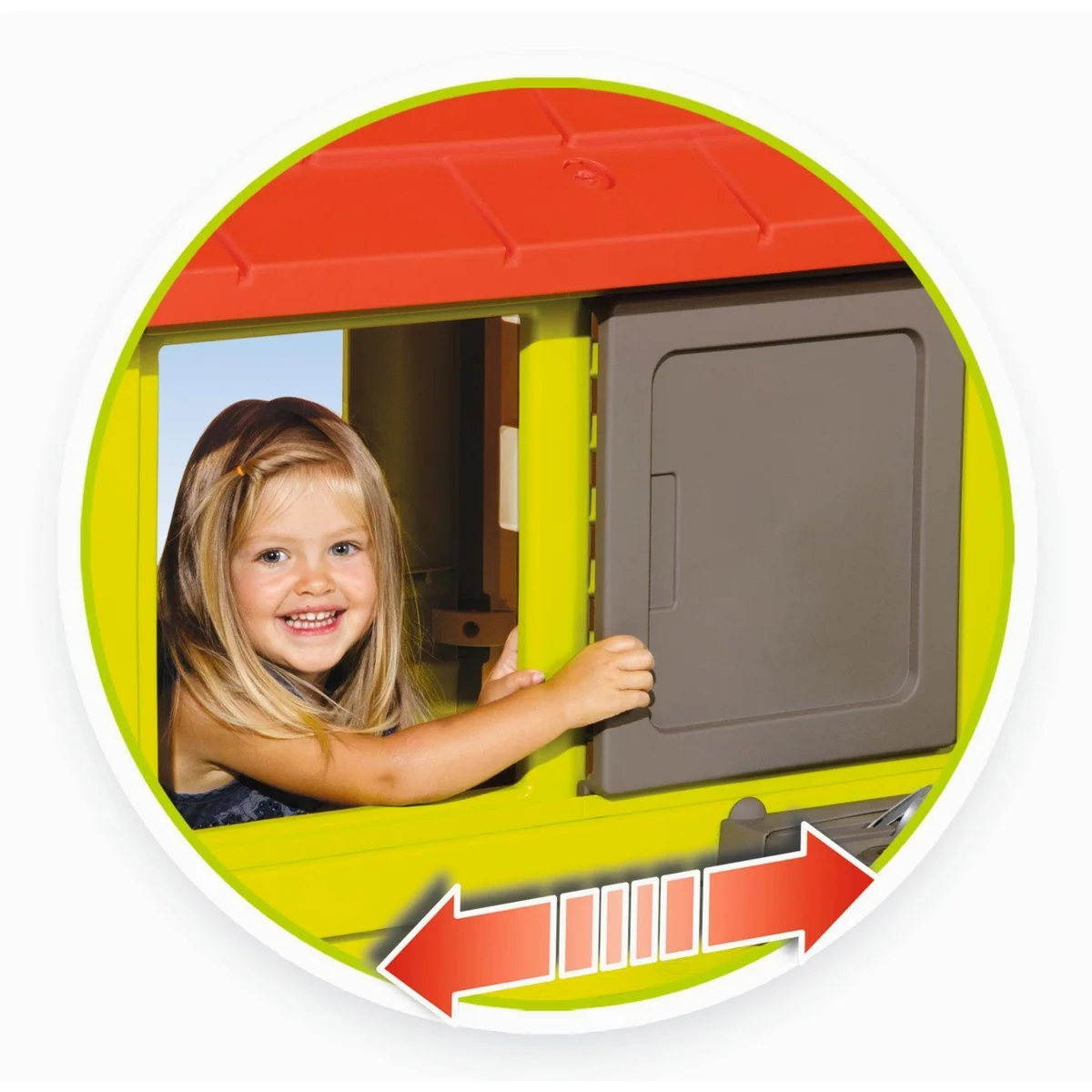Smoby Spielhaus Natur, UV-beständig, mit Sommerküche — 2 Fenster, stabile Konstruktion, Made in Europe 4