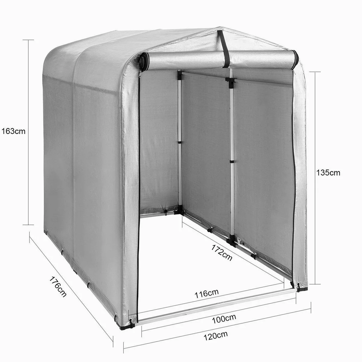 SoBuy KLS11 Gerätehaus, Aluminium und PE, 120x163x176 cm — leicht, robust, vielseitig 5