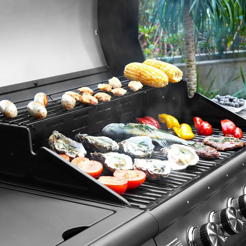 TAINO RED 6+1 Gasgrill, 6 Edelstahlbrenner, Drehspieß, einfache Reinigung 3