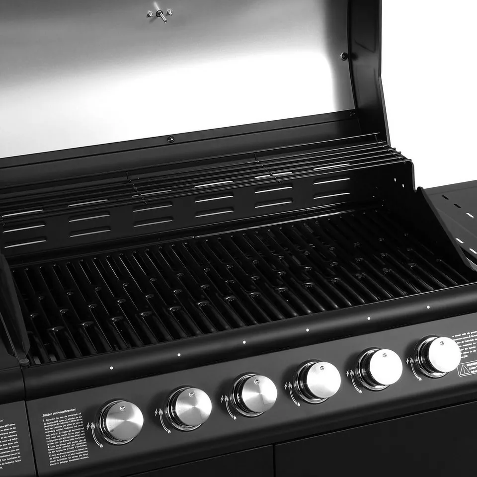 TAINO RED 6+1 Gasgrill, 6 Edelstahlbrenner, Drehspieß, einfache Reinigung 5