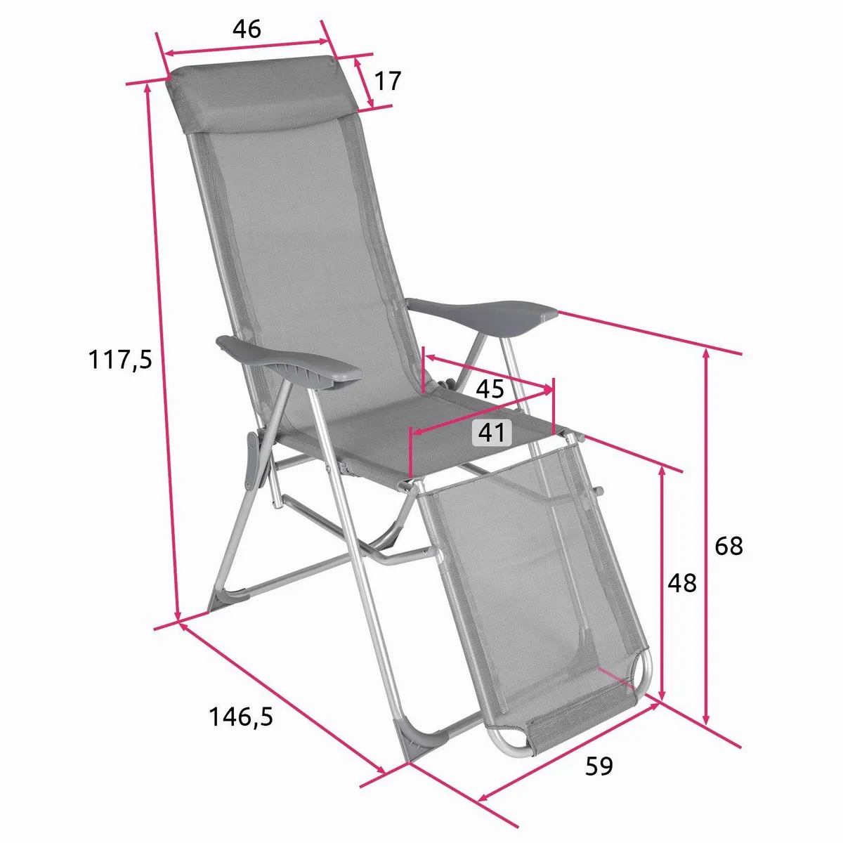 tectake Gartenstuhl 2er Set, klappbar, verstellbare Rückenlehne, Kopfpolster 4