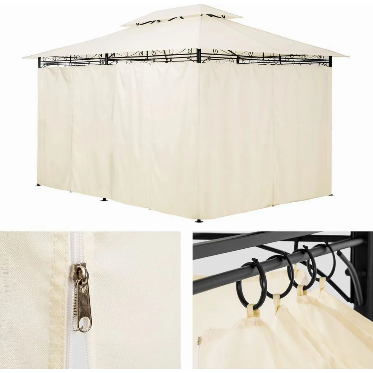 Tectake Luxus Garten Pavillon Emine 4x3m, UV-beständig, inkl. 6 Seitenteile 2