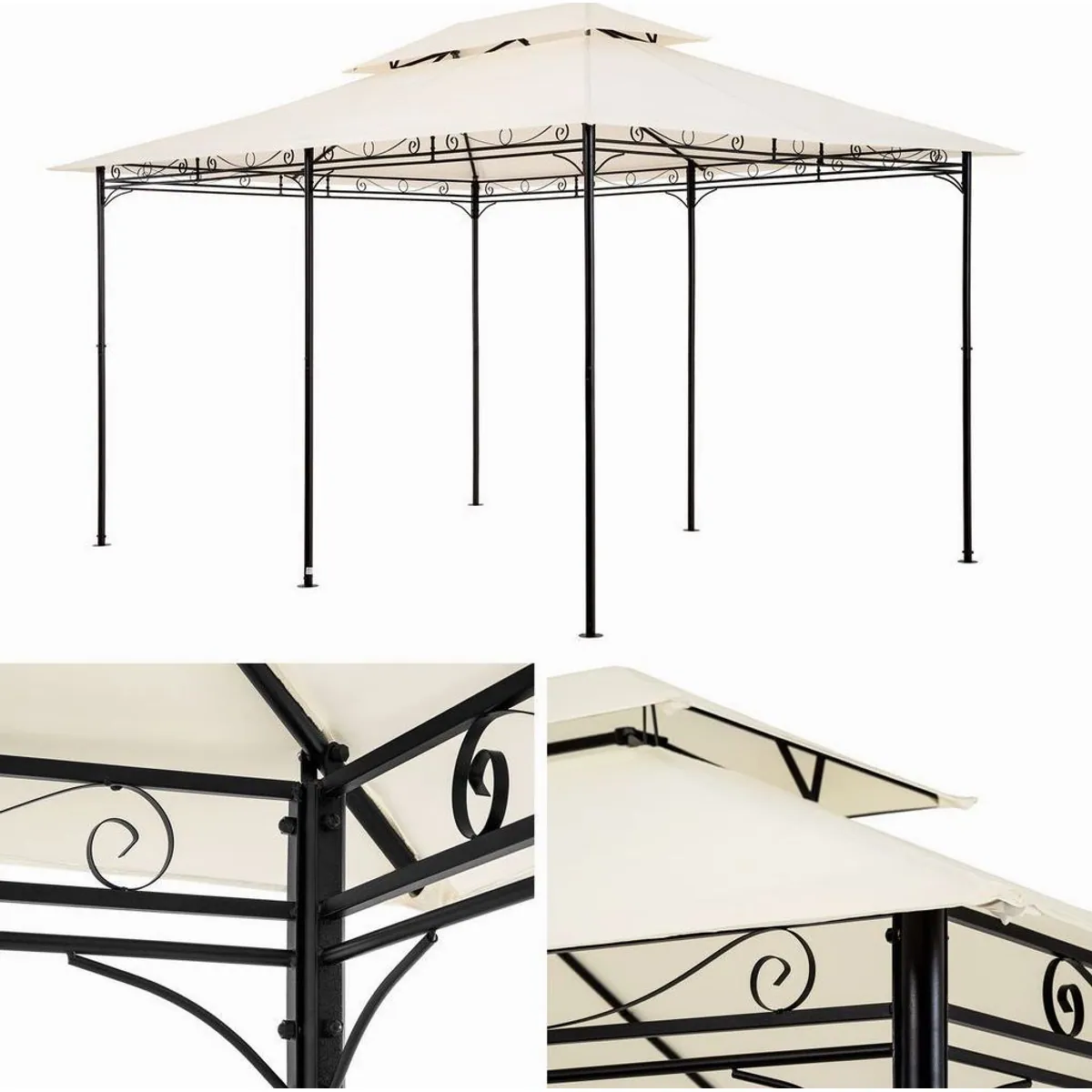 Tectake Luxus Garten Pavillon Emine 4x3m, UV-beständig, inkl. 6 Seitenteile 3