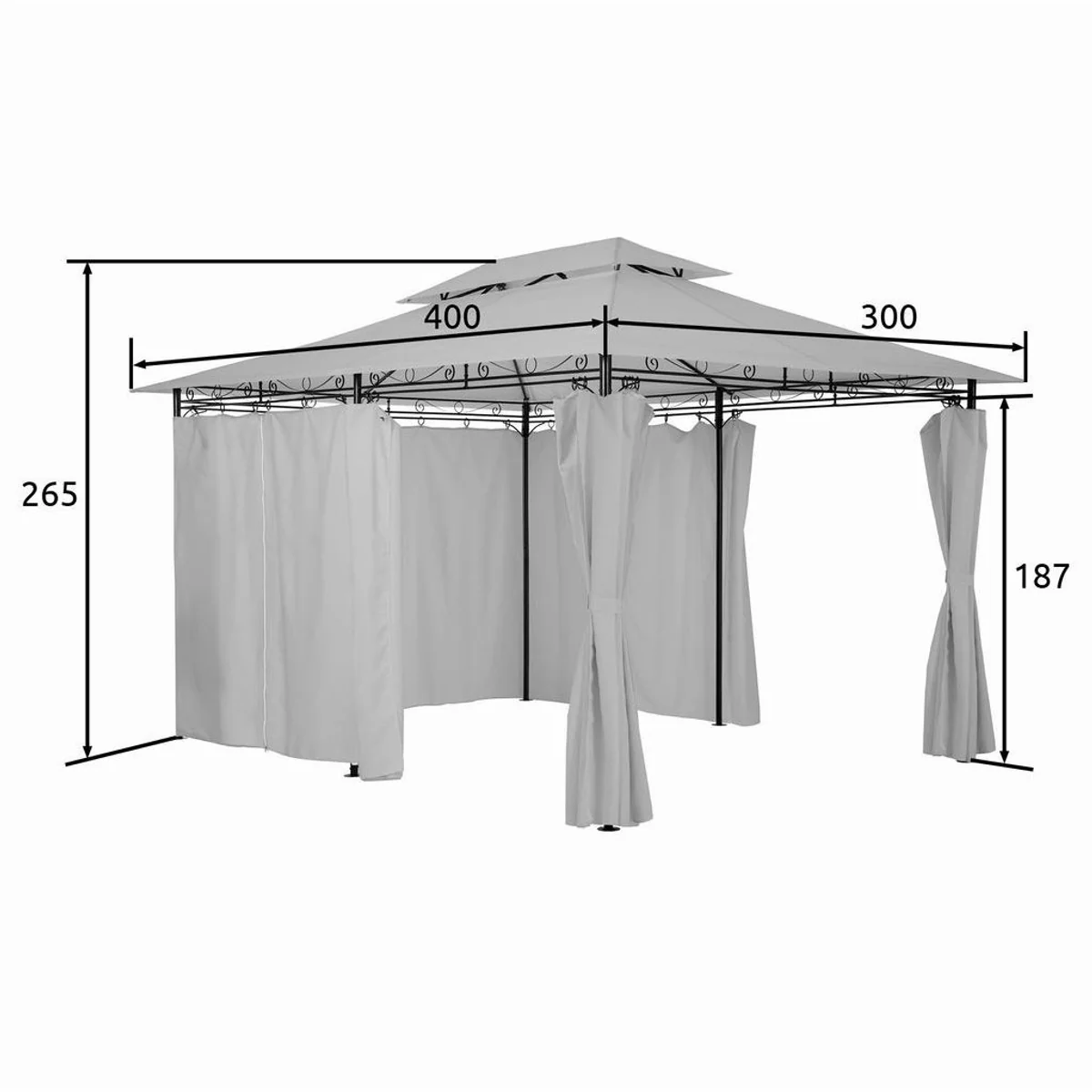 Tectake Luxus Garten Pavillon Emine 4x3m, UV-beständig, inkl. 6 Seitenteile 4
