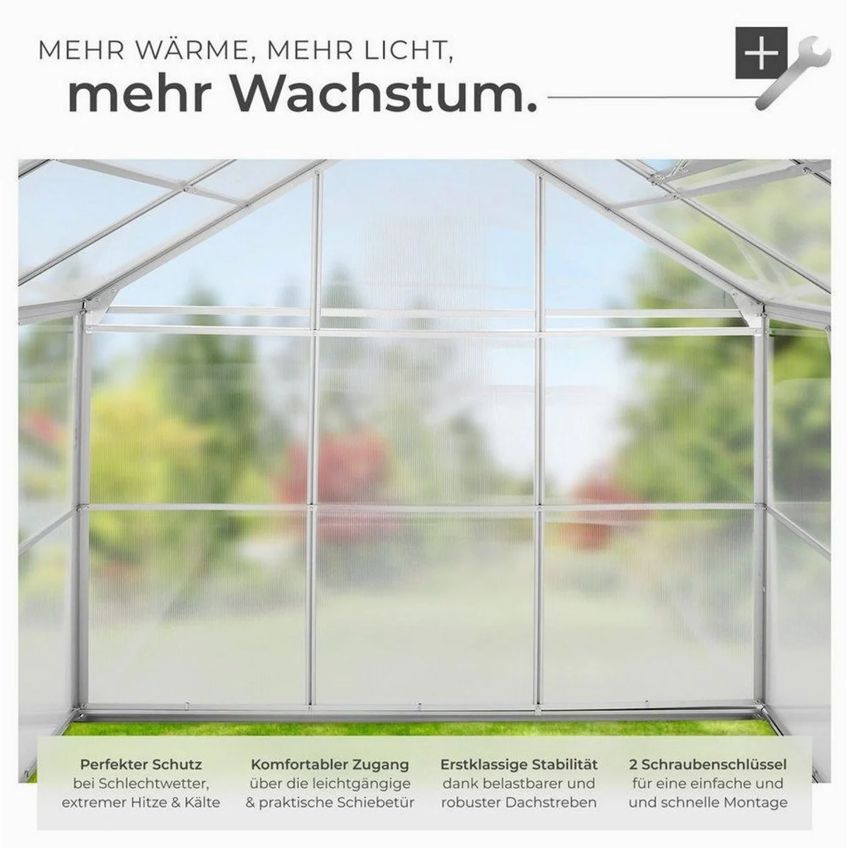 tectake Gewächshaus Aluminium, UV-beständig, 185x190x195cm 3