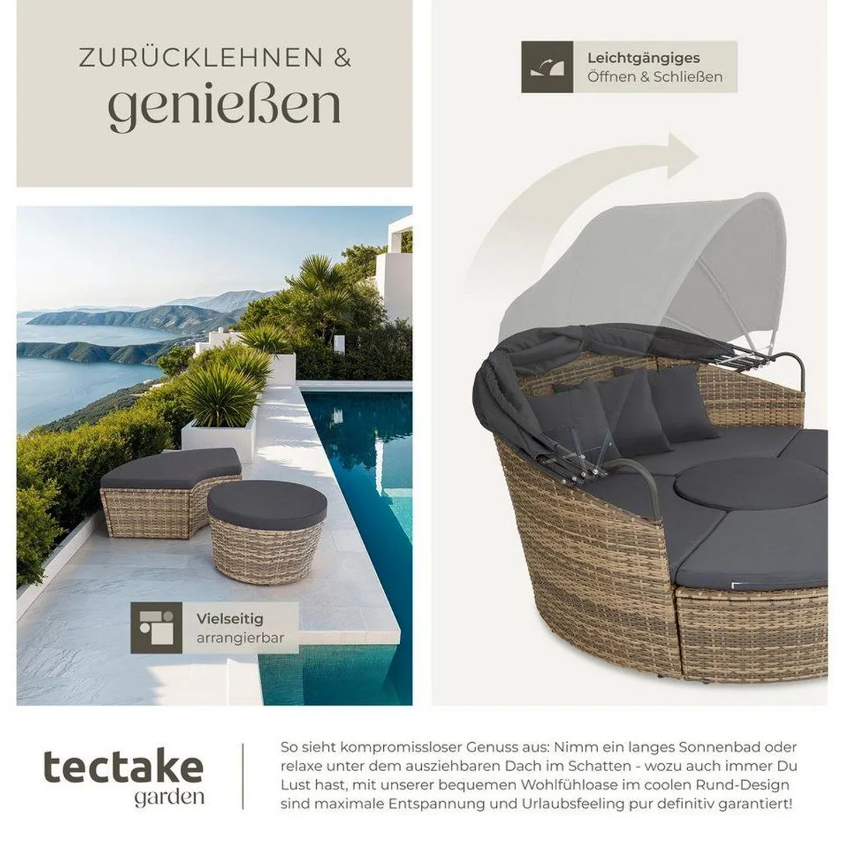 tectake Santorin Sonneninsel, UV-beständig, hochbelastbar, faltbares Dach 4