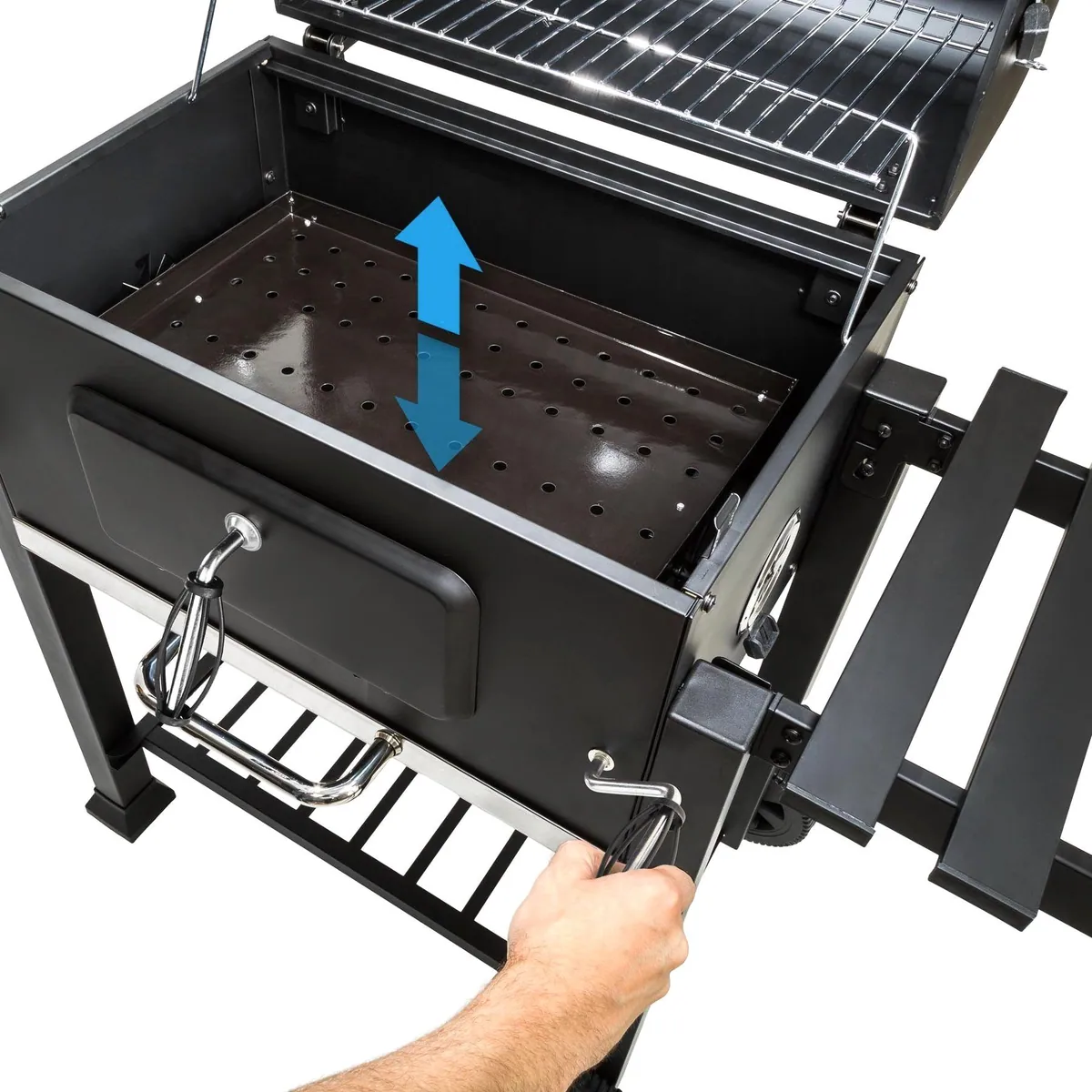 tectake Holzkohlegrill Florian, höhenverstellbar, mit Thermometer und Flaschenöffner 4