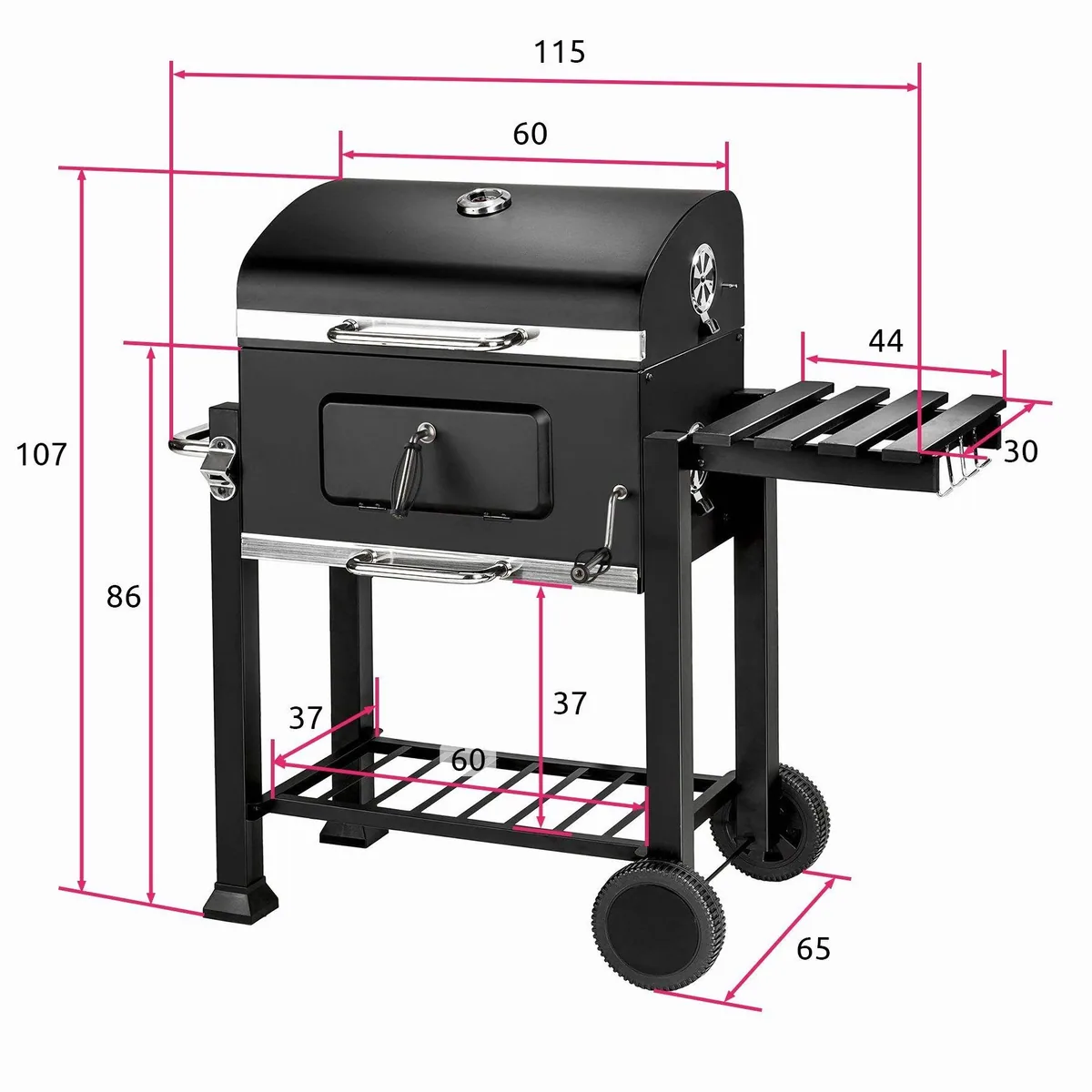 tectake Holzkohlegrill Florian, höhenverstellbar, mit Thermometer und Flaschenöffner 5