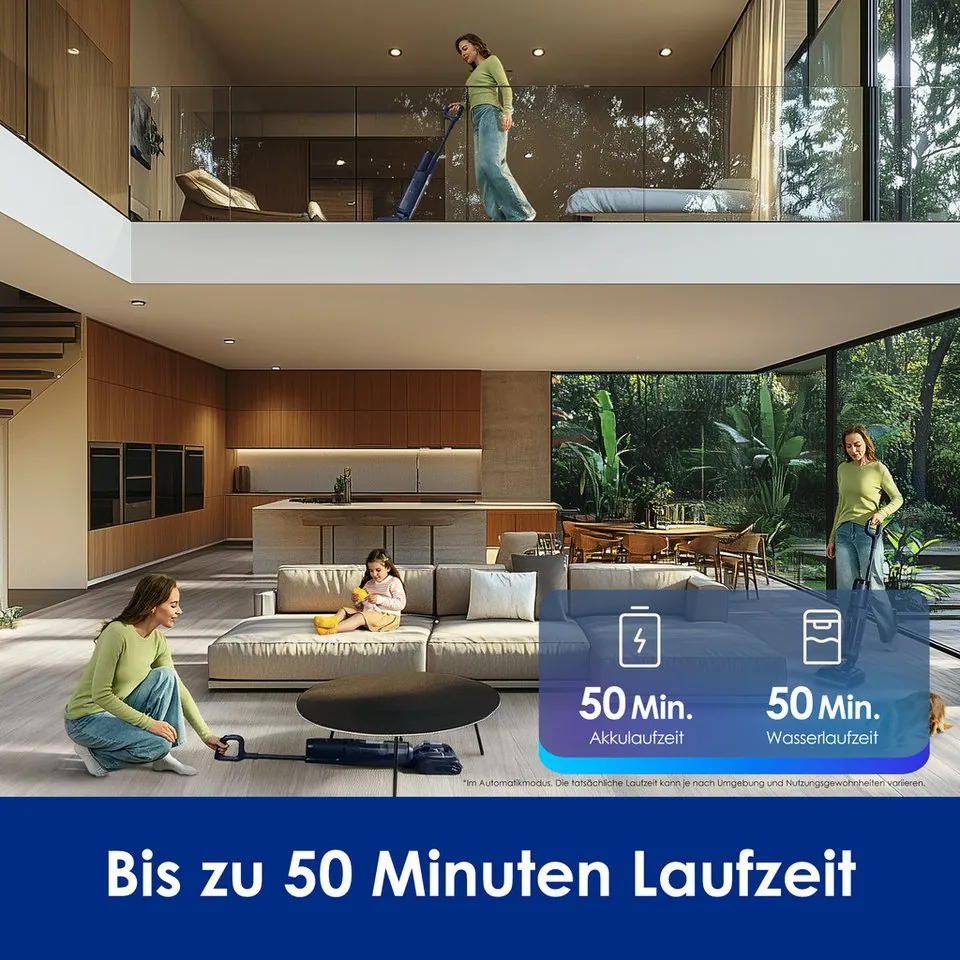 Tineco Floor One S7 Stretch, 180° Neigung, 85° Heißluft-Trocknung, 50 Min Akku 2