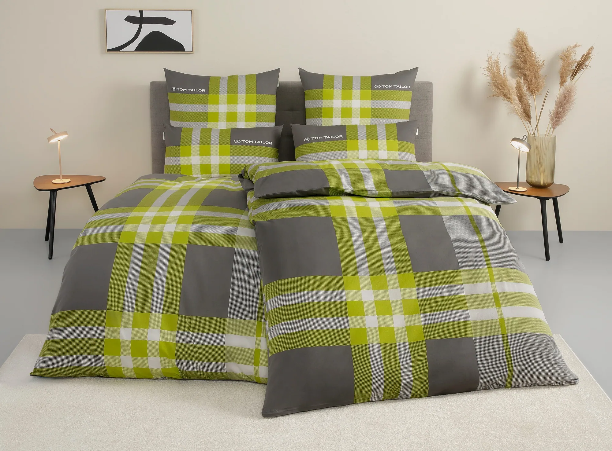 Tom Tailor Bettwäsche Nick, kariertes Design, 3-teilig, inkl. Gästehandtuch