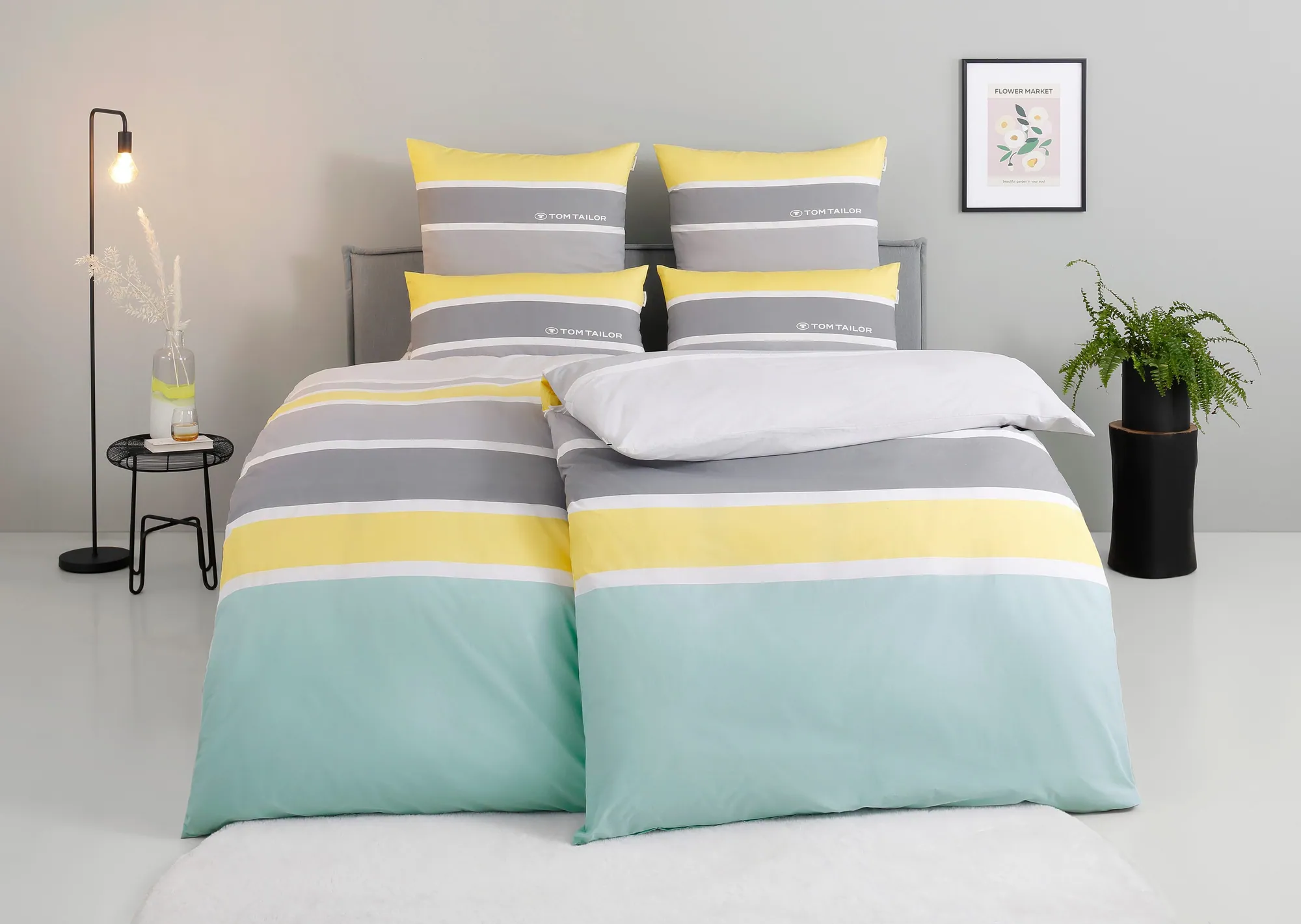 Tom Tailor Home Bettwäsche Felix, 3-teilig, Renforcé, mit Gästehandtuch — moderne Farben, Reißverschluss, pflegeleicht